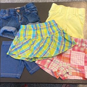 4 shorts, 1 skort 6-12 months, girl